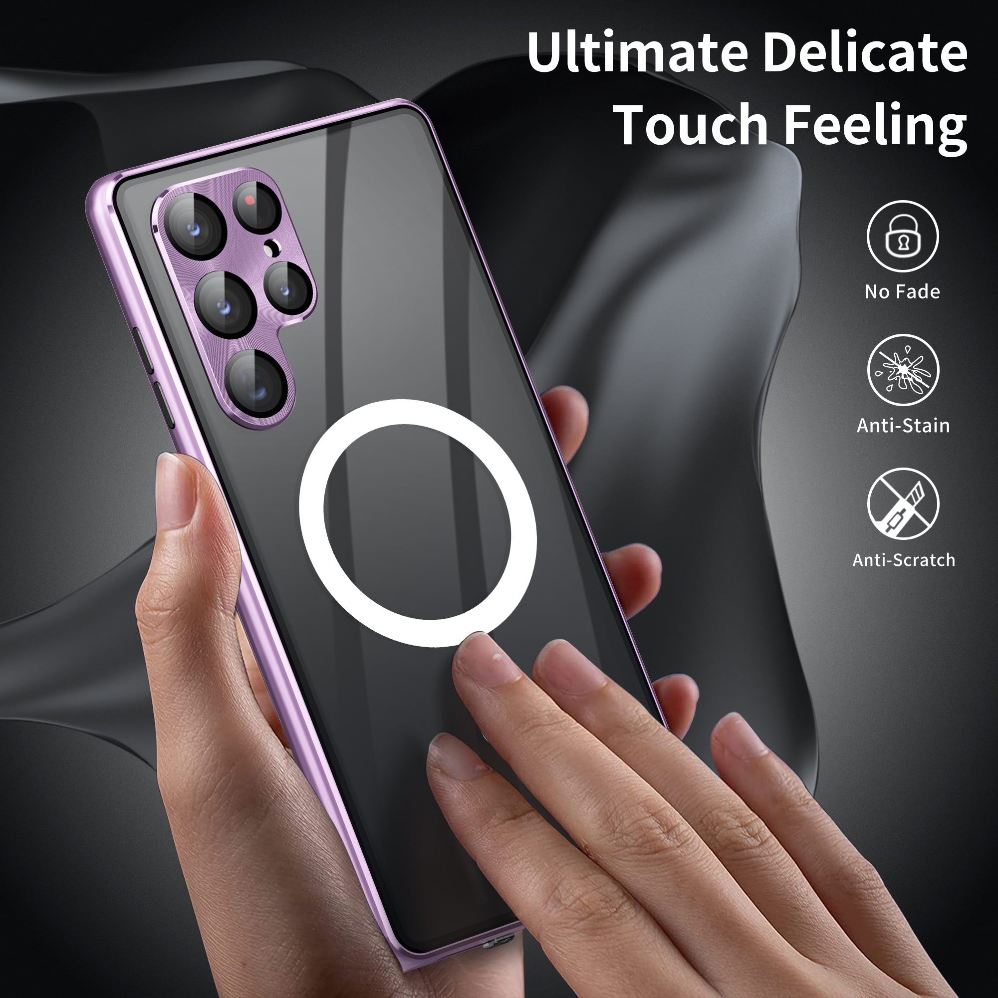 Magnetic Case for Samsung Galaxy S23 Ultra Matte PC Metal Tempered Glass Phone Case with Lens Cover / Lock Magnetic Case for Samsung Galaxy S23 Ultra Matte PC Metal Tempered Glass Phone Case with Lens Cover / Lock